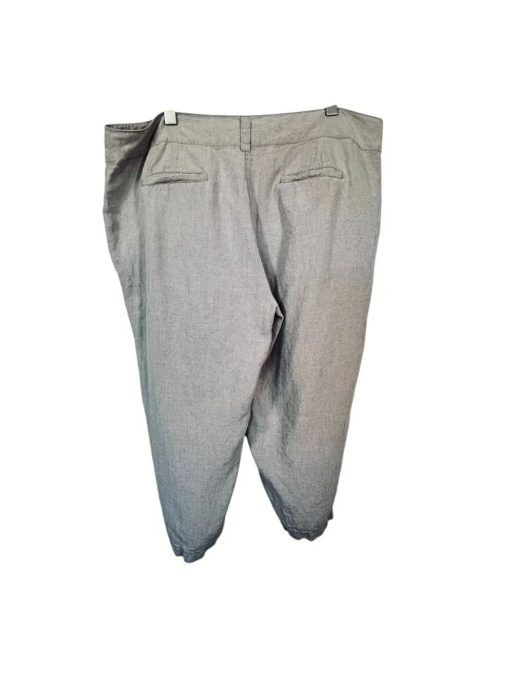 Eileen Fisher XL Tan Linen Barrel Leg Pants Cropped Relaxed Lagenlook Coastal